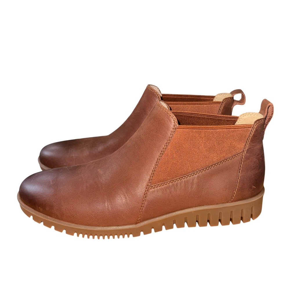 NEW Dansko Chelsea Boots Womens 9-9.5/40 Ankle Boots Burnished Brown Leather Lug - Picture 4 of 14